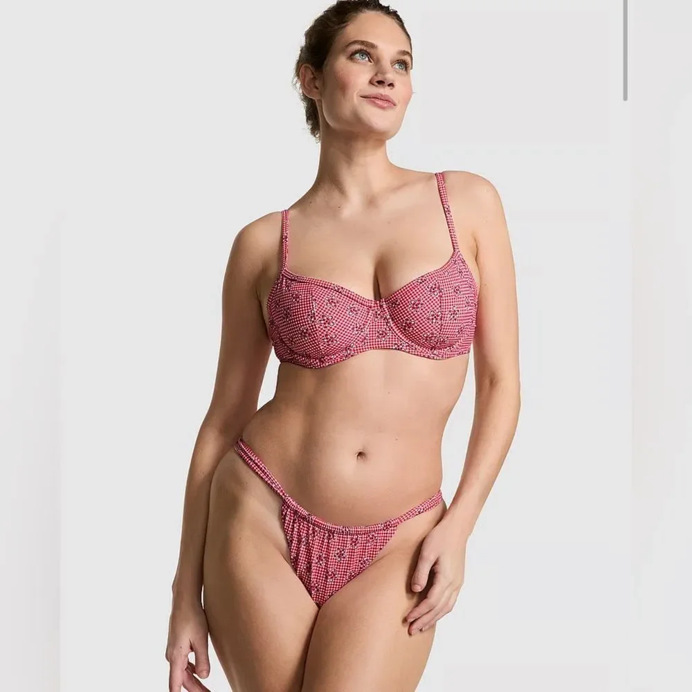 NWT Frankie’s Bikinis VS Pink Reilly Bikini Bottom Ladybug Lane- Size Medium